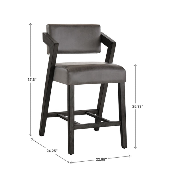Billings Rubberwood Counter Stool with Cushioned Seat and Tilting Back for Kitchen Bars