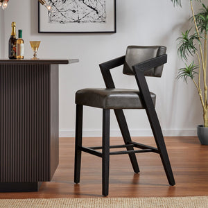 Billings Cushioned Rubberwood Bar Stool with Ergonomic Backrest for Kitchen Islands