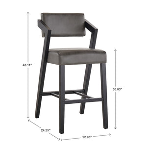 Billings Cushioned Rubberwood Bar Stool with Ergonomic Backrest for Kitchen Islands