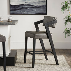 Billings Cushioned Rubberwood Bar Stool with Ergonomic Backrest for Kitchen Islands