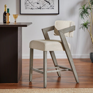Billings Rubberwood Counter Stool with Cushioned Seat and Tilting Back for Kitchen Bars