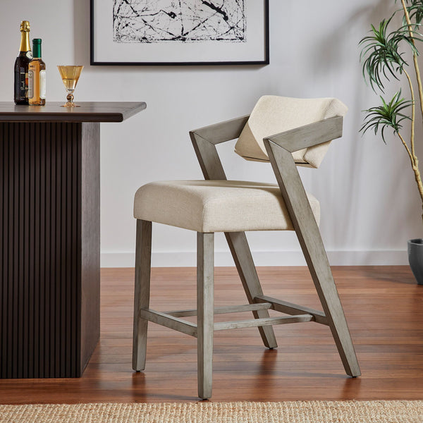 Billings Rubberwood Counter Stool with Cushioned Seat and Tilting Back for Kitchen Bars