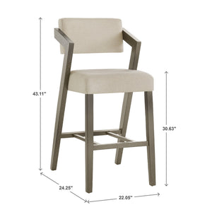Billings Cushioned Rubberwood Bar Stool with Ergonomic Backrest for Kitchen Islands