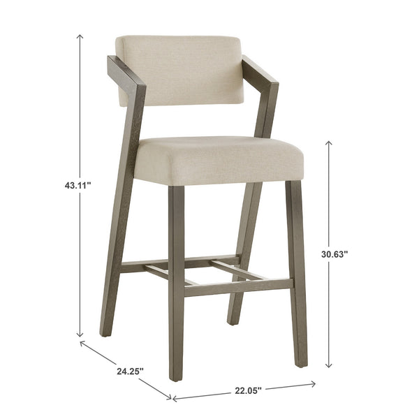 Billings Cushioned Rubberwood Bar Stool with Ergonomic Backrest for Kitchen Islands