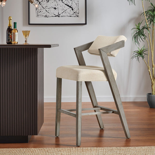Billings Cushioned Rubberwood Bar Stool with Ergonomic Backrest for Kitchen Islands