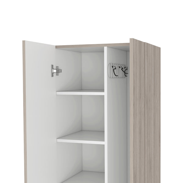 English Elm Norway Multicolor Broom Closet Pantry Wardrobe - 71.3" Tall, Five Shelves, Double Doors, Sturdy Legs B128S00106