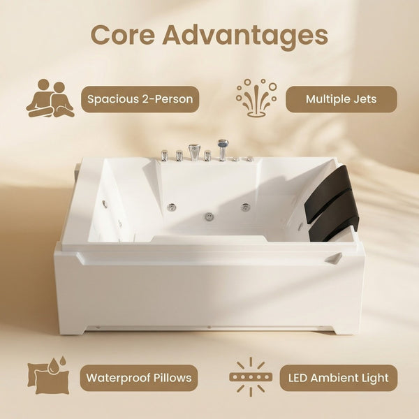 English Elm X-031 Two Person Whirlpool Soaking Tub with Hydromassage Jets and Chromatherapy Lighting W3605P364628