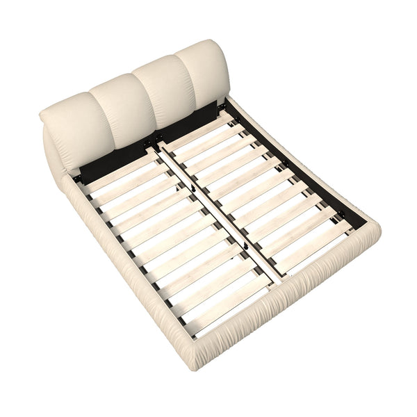 English Elm King Size Upholstered Platform Bed With Padded Backrest, Solid Wood Frame & Versatile Mattress Fit W1885S00023