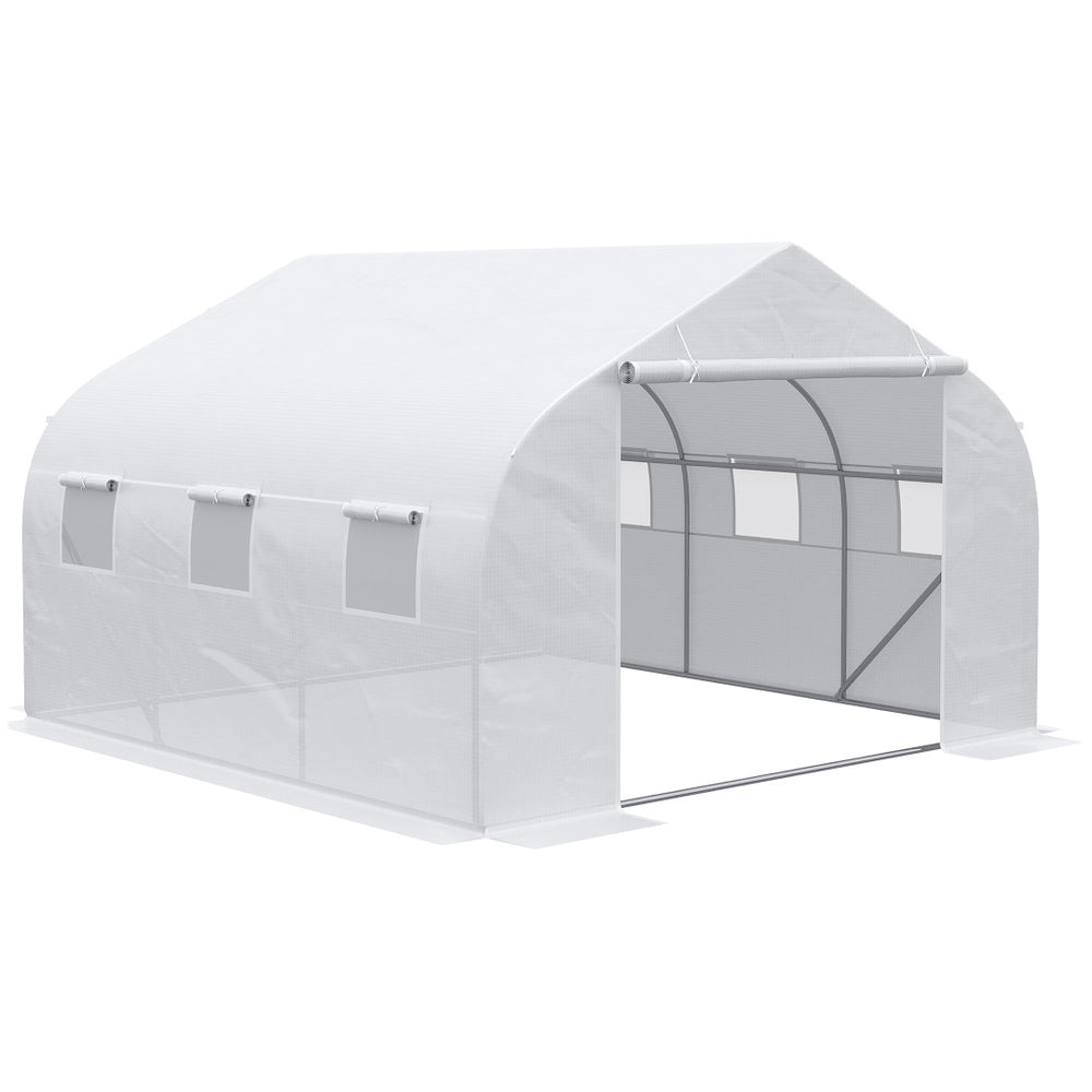 English Elm Outsunny Large Tunnel Walk-in Greenhouse Steel Frame with Mesh Ventilation Panels W2225P217787