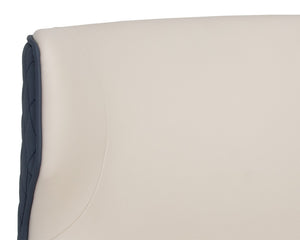 Sunpan Gianni Dining Chair - Elegant Faux Leather Upholstery with Diamond Stitching and Gold Accents Dillon Cream / Dillon Thunder