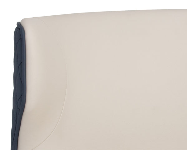 Sunpan Gianni Dining Chair - Elegant Faux Leather Upholstery with Diamond Stitching and Gold Accents Dillon Cream / Dillon Thunder