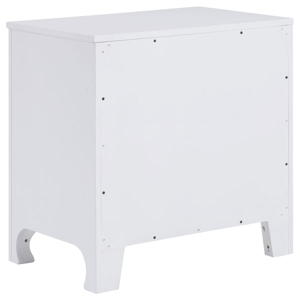 English Elm Helena Pearl White 2-Drawer Nightstand with Soft Curves, Spacious Storage, Modern Chic Bedroom Accent B062P299878