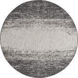 Unique Loom Outdoor Modern Ombre Machine Made Abstract Rug Charcoal Gray, Ivory/Gray 7' 10" x 7' 10"