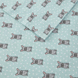 True North by Sleep Philosophy Cozy Flannel Casual Printed Sheet Set TN20-0226 Aqua French Bulldog