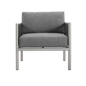 English Elm Christopher Knight Home® - Hargrove Club Chair Silver-Grey with Brushed Aluminum Frame, Braided Rope Design, Durable Olefin Cushions (97) N775P187589G