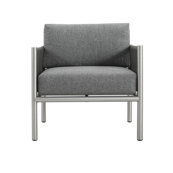 English Elm Christopher Knight Home® - Hargrove Club Chair Silver-Grey with Brushed Aluminum Frame, Braided Rope Design, Durable Olefin Cushions (97) N775P187589G