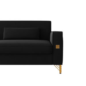 English Elm FX-P18-BK(sofa)Luxury Soft Faux Sherpa Sofa with Gold Accents, Removable Cushions, Modern Chic Design Black W57649846