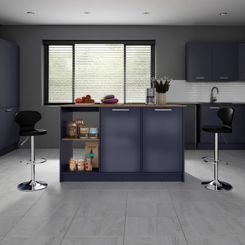 English Elm Juniper Freestanding Kitchen Island with Cabinet Storage and Open Shelving for Meal Prep B200S00466