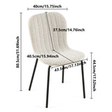 English Elm Off White Boucle Dining Chairs Set Of 4,Mid-Century Modern Upholstered Pu Leather Chairs,For Kitchen Dining Room