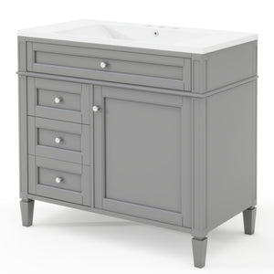 English Elm 36'' Bathroom Vanity With Medicine Cabinet - Modern Grey Storage Solution With Soft-Closing Design SW000134AAE-3
