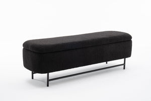 English Elm Bench Modern Black Upholstered Storage Seat – Versatile Entryway, Living Room, Or Bedroom Accent T3903P372081