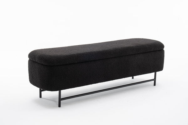 English Elm Bench Modern Black Upholstered Storage Seat – Versatile Entryway, Living Room, Or Bedroom Accent T3903P372081