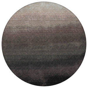 HomeRoots 5' Black and Silver Ombre Indoor Outdoor Area Rug – Stylish, Washable, Durable for High-Traffic Spaces 8' Round 629000