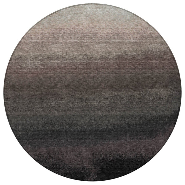 HomeRoots 5' Black and Silver Ombre Indoor Outdoor Area Rug – Stylish, Washable, Durable for High-Traffic Spaces 8' Round 629000