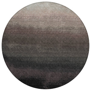 HomeRoots 5' Black and Silver Ombre Indoor Outdoor Area Rug – Stylish, Washable, Durable for High-Traffic Spaces 8' Round 629000