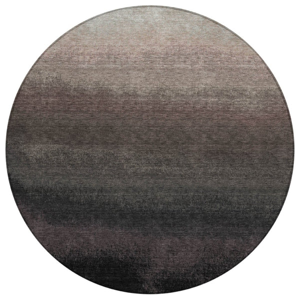 HomeRoots 5' Black and Silver Ombre Indoor Outdoor Area Rug – Stylish, Washable, Durable for High-Traffic Spaces 8' Round 629000