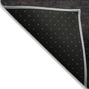 HomeRoots 5' Black and Silver Ombre Indoor Outdoor Area Rug – Stylish, Washable, Durable for High-Traffic Spaces 8' Round 629000
