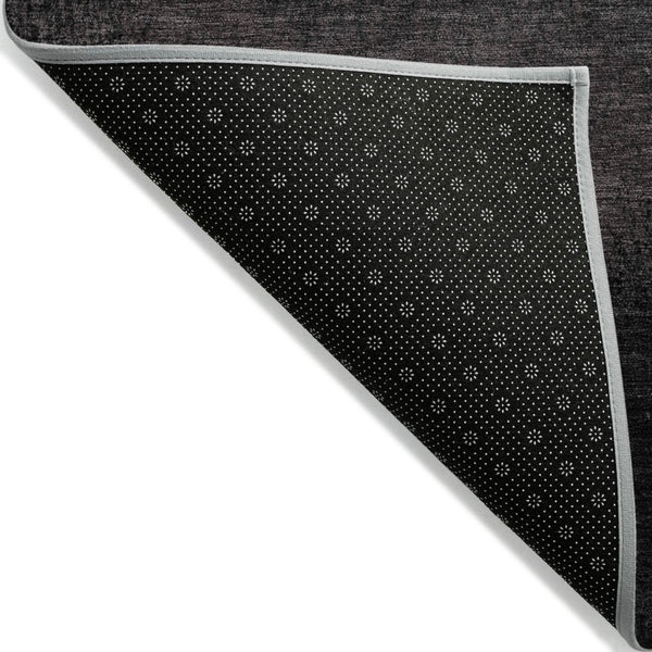 HomeRoots 5' Black and Silver Ombre Indoor Outdoor Area Rug – Stylish, Washable, Durable for High-Traffic Spaces 8' Round 629000