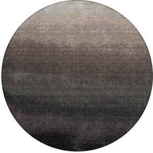 HomeRoots 5' Black and Silver Ombre Indoor Outdoor Area Rug – Stylish, Washable, Durable for High-Traffic Spaces 8' Round 629000