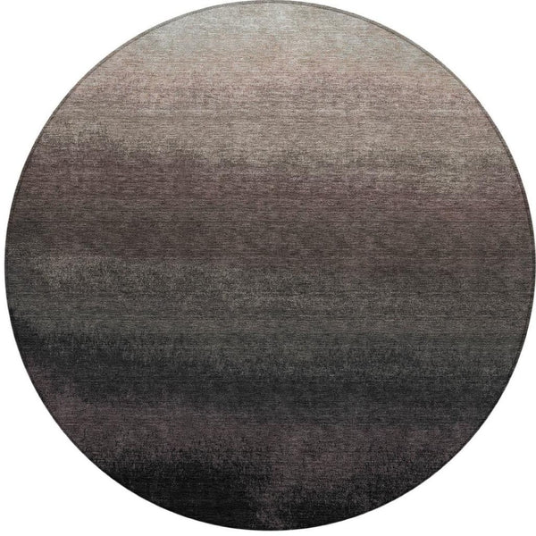 HomeRoots 5' Black and Silver Ombre Indoor Outdoor Area Rug – Stylish, Washable, Durable for High-Traffic Spaces 8' Round 629000