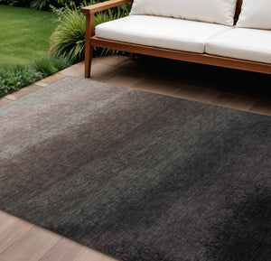 HomeRoots 5' Black and Silver Ombre Indoor Outdoor Area Rug – Stylish, Washable, Durable for High-Traffic Spaces 8' X 10' 629001
