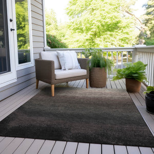 HomeRoots 5' Black and Silver Ombre Indoor Outdoor Area Rug – Stylish, Washable, Durable for High-Traffic Spaces 9' X 12' 629002