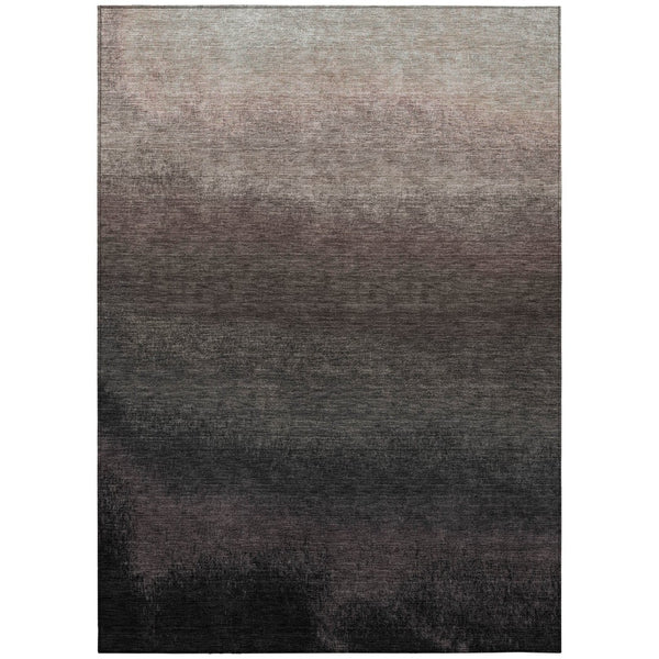 HomeRoots 5' Black and Silver Ombre Indoor Outdoor Area Rug – Stylish, Washable, Durable for High-Traffic Spaces 10' X 14' 629003