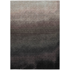 HomeRoots 5' Black and Silver Ombre Indoor Outdoor Area Rug – Stylish, Washable, Durable for High-Traffic Spaces 10' X 14' 629003