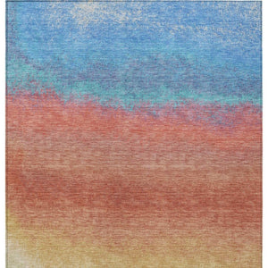 HomeRoots 5' Coral and Blue Ombre Indoor Outdoor Area Rug - Stylish, Durable, Machine Washable for Easy Care 5' X 8' 629011