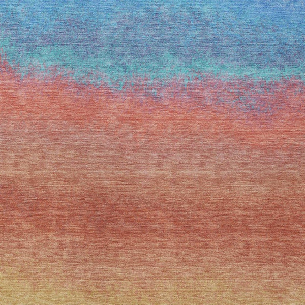 HomeRoots 5' Coral and Blue Ombre Indoor Outdoor Area Rug - Stylish, Durable, Machine Washable for Easy Care 8' X 10' 629013