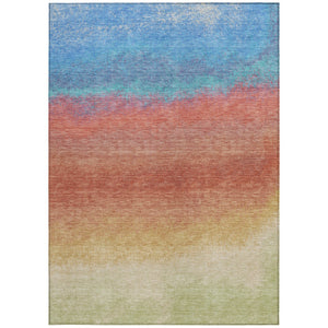 HomeRoots 5' Coral and Blue Ombre Indoor Outdoor Area Rug - Stylish, Durable, Machine Washable for Easy Care 9' X 12' 629014