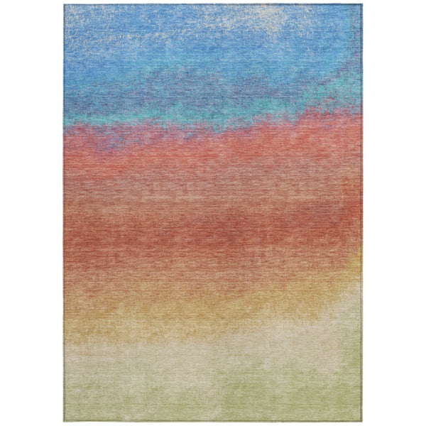 HomeRoots 5' Coral and Blue Ombre Indoor Outdoor Area Rug - Stylish, Durable, Machine Washable for Easy Care 9' X 12' 629014