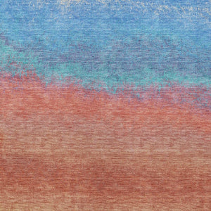 HomeRoots 5' Coral and Blue Ombre Indoor Outdoor Area Rug - Stylish, Durable, Machine Washable for Easy Care 9' X 12' 629014