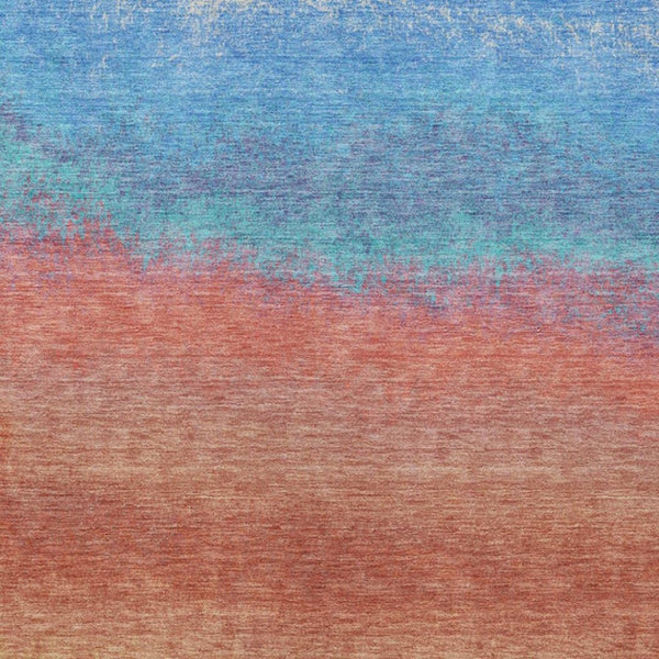 HomeRoots 5' Coral and Blue Ombre Indoor Outdoor Area Rug - Stylish, Durable, Machine Washable for Easy Care 9' X 12' 629014