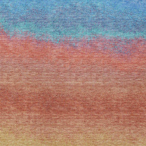 HomeRoots 5' Coral and Blue Ombre Indoor Outdoor Area Rug - Stylish, Durable, Machine Washable for Easy Care 10' X 14' 629015