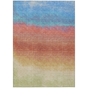 HomeRoots 5' Coral and Blue Ombre Indoor Outdoor Area Rug - Stylish, Durable, Machine Washable for Easy Care 10' X 14' 629015