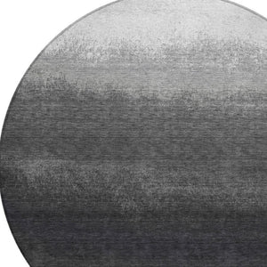 HomeRoots 5' Gray and Silver Ombre Area Rug - Modern, Washable, Stain-Resistant Design for Indoor & Outdoor Use 8' Round 629024