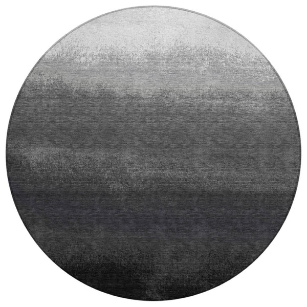 HomeRoots 5' Gray and Silver Ombre Area Rug - Modern, Washable, Stain-Resistant Design for Indoor & Outdoor Use 8' Round 629024