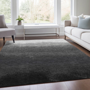 HomeRoots 5' Gray and Silver Ombre Area Rug - Modern, Washable, Stain-Resistant Design for Indoor & Outdoor Use 9' X 12' 629026