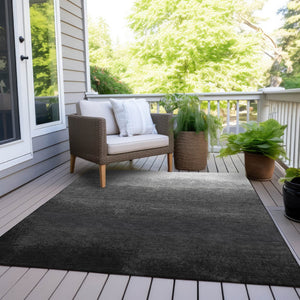HomeRoots 5' Gray and Silver Ombre Area Rug - Modern, Washable, Stain-Resistant Design for Indoor & Outdoor Use 9' X 12' 629026